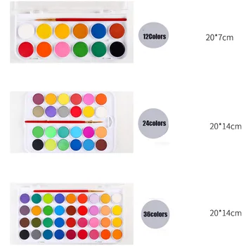 12/24/36 Farby Solid Akvarelové Farby Farby Box s Štetec Svetlé Farby Prenosné Akvarel Pigment Nastaviť Dropshopping