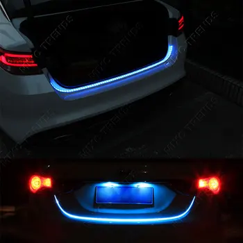 Flexibilný LED Pás DRL Dvojité Farba Modrá ČERVENÁ Tečie batožinového priestoru zadné Svetlo s Bočným smerovku Zadné svetlá Auta Brzdové svetlo stop