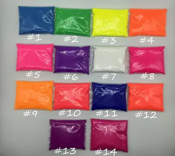 Zmiešané 14 Neónové farby, 10g za farebné Fluorescenčné Prášok Pigment pre Farby Kozmetické Mydlo Neon prášok na Nechty, Glitter 140 g