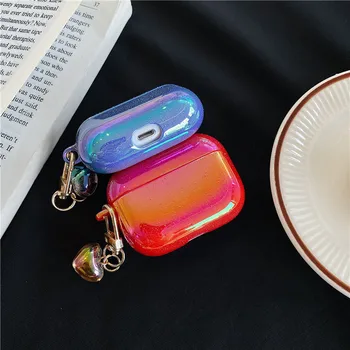 Kjoew Roztomilý Luxusné Slúchadlá Prípade Airpods Pro 3D Krásne srdce Pearl Shell Keychain Kvapka Vody Rainbow Bezdrôtový Headset kryt