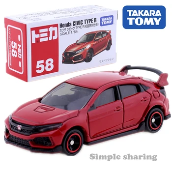 Takara Tomy Tomica 58 Honda Civic TYPE R Prvom Špeciálne Špecifikácia Mierke 1/64 CarKids Hračky Motorových Vozidiel Diecast Kovový Model