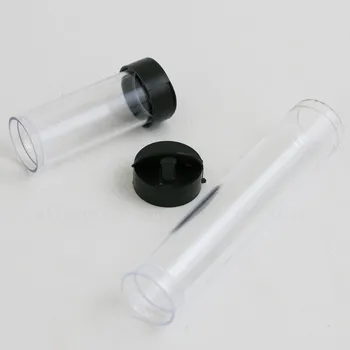 Prázdne Malé plastové rúrky jasné, transparentné fľaša Skúmavky S čiernym uzáverom pre korálky šperky skladovanie 10 ml 20ml 50pcs